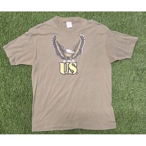 VTG 70s 80s US Eagle T Shirt XL Single Stitch 50/50 Ebert Sportswear Military OD